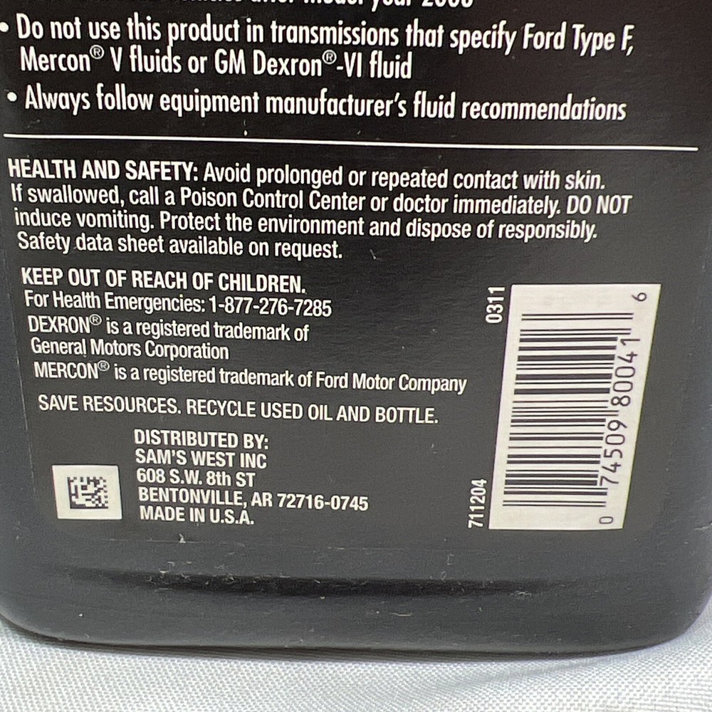 Automatic Transmission Fluid, Sam's West, Quart Size 7 Bottles, *See Description