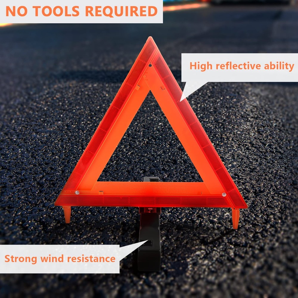 WORKKOOL Safety Triangles DOT Approved, Standard Warning WT-NO SAND