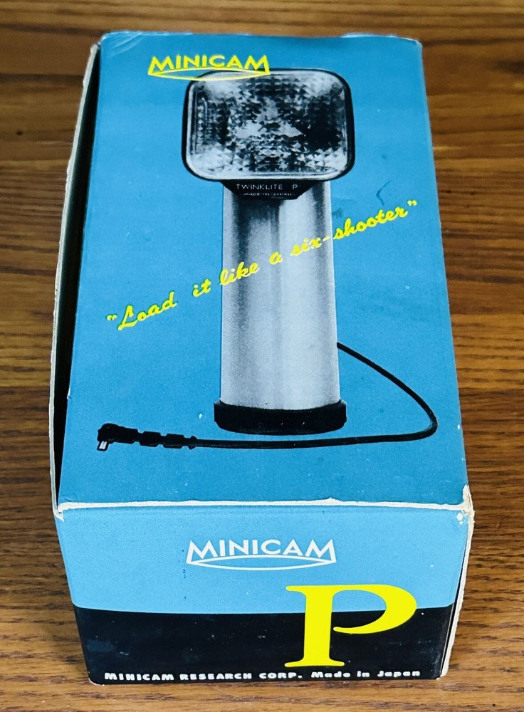 MINICAM TWINKLITE P TRANSISTORIZED ELECTRONIC CAMERA FLASH AS-IS Light Works VTG