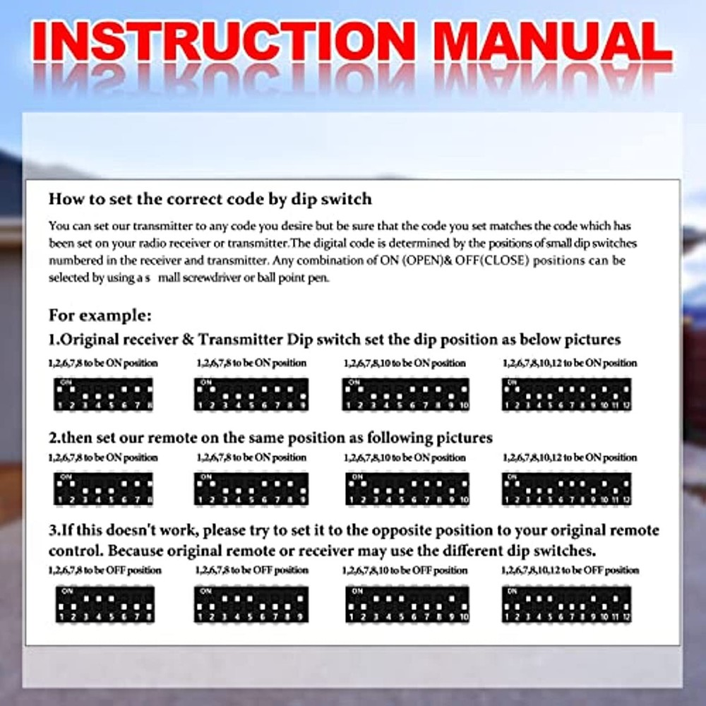 2Pcs/Pack For Linear Delta 3 Remote Garage Door Control Transmitter 8 Dip