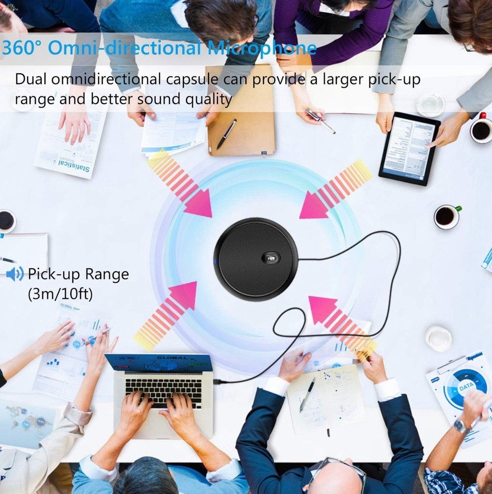 USB Omnidirectional Conference Microphone Plug & Play Upgraded