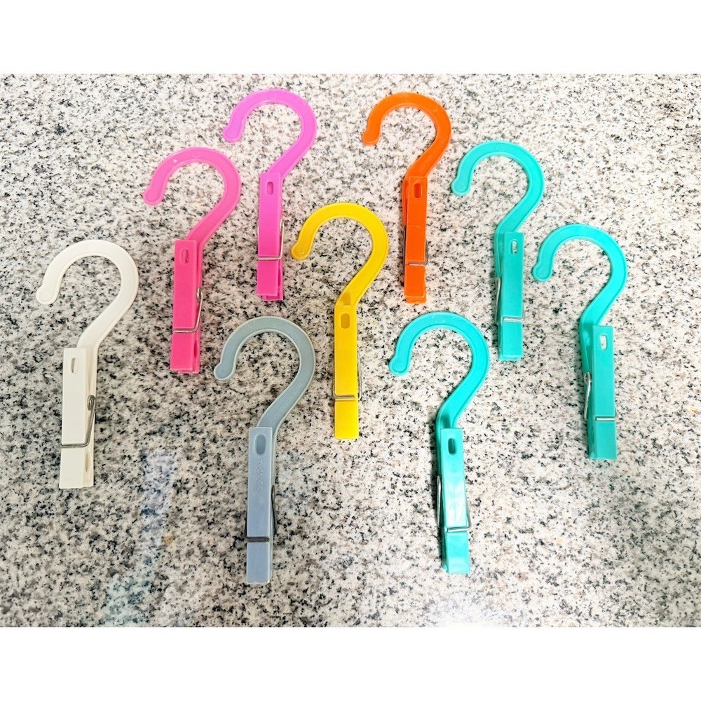 Laundry Hanger Hook Clips Multicolor Clothesline Towel Hooks 8pc