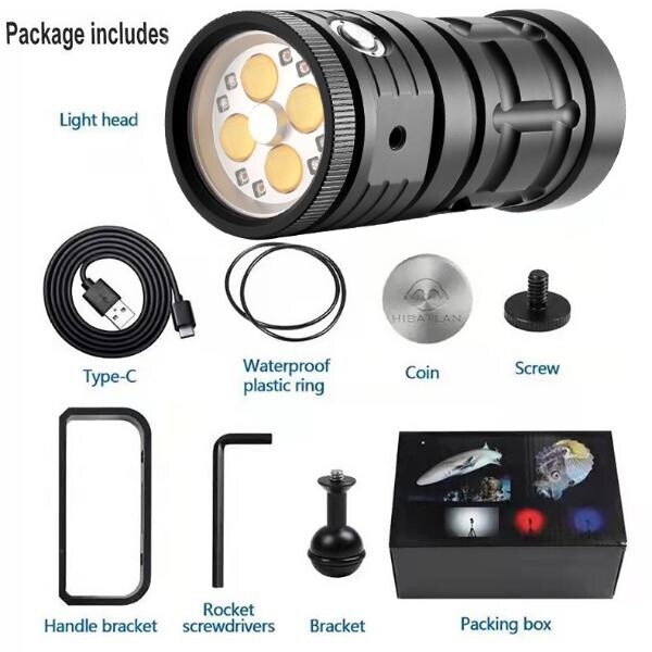 200000LM LED Diving Flashlight Diving Light Underwater 100M Photography Light
