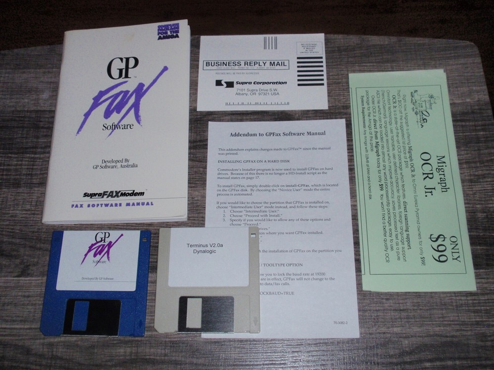 GP Fax Software on 3.5" Floppy Disk 1992 for Commodore Amiga Computers Supra Mod