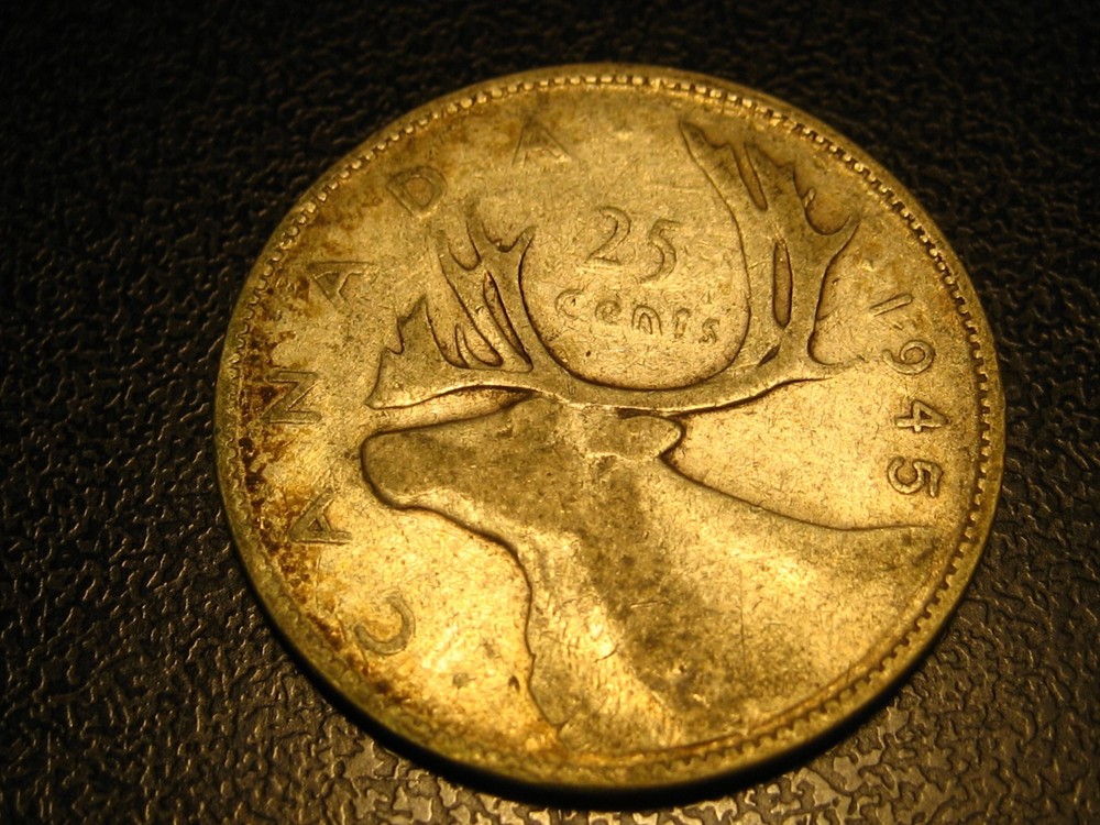 1945 80% Silver Canadian Quarter