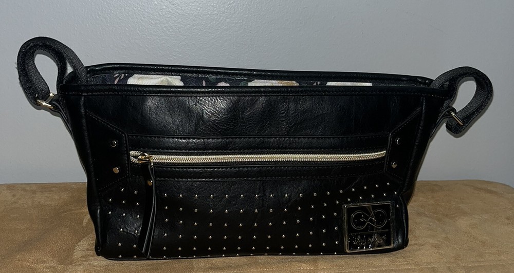 Chelsea Cole Itzy Ritzy Stroller Caddy Studded Black With Floral Pattern Inside