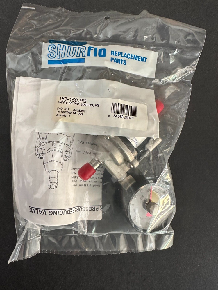 Shurflo 183-150-PG Water Pressure Reducing Valve W/ Pressure Gauge Metal Casing