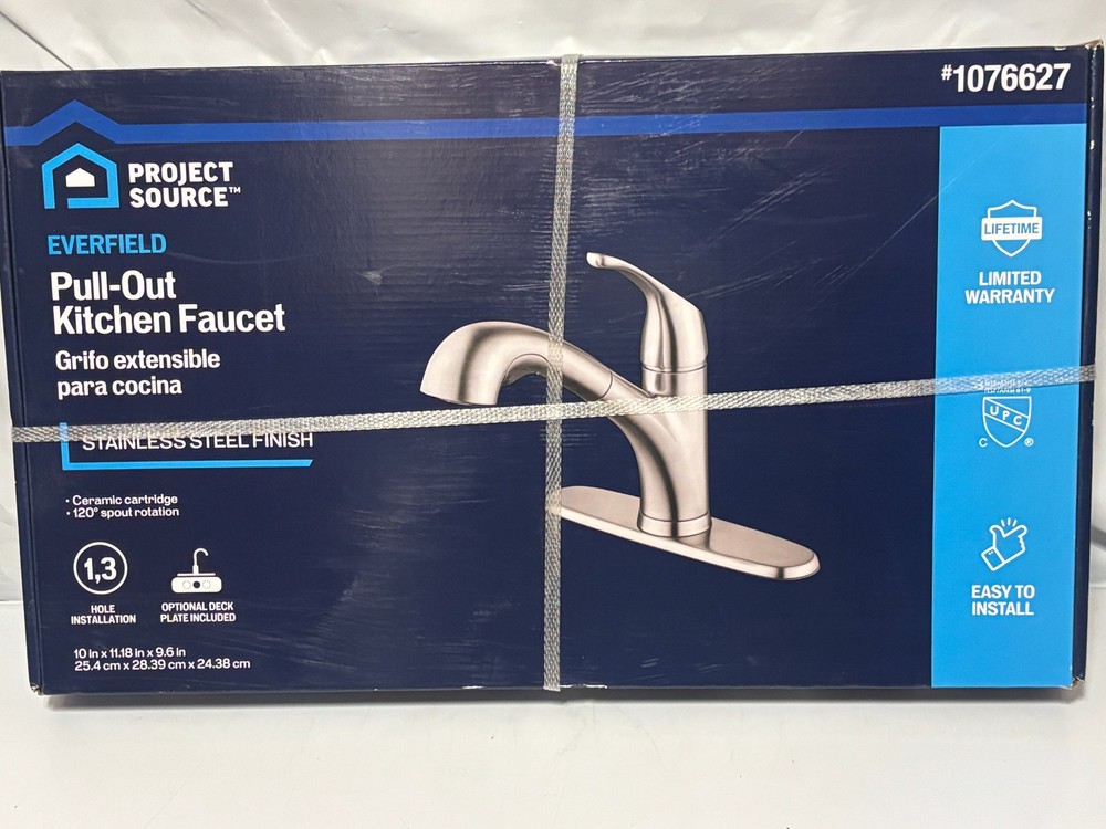 Project Source EVERFIELD Stainless Steel Single Handle Pull-out Kitchen Faucet