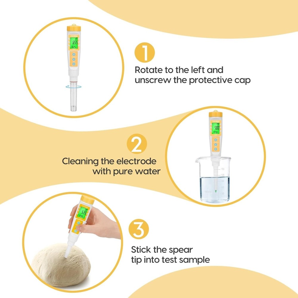 Digital pH Meter for Food Soil and Fermentation Waterproof pH Tester