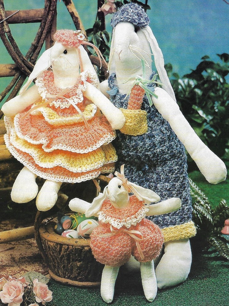 3 Bunny Outfits crochet pattern instructions