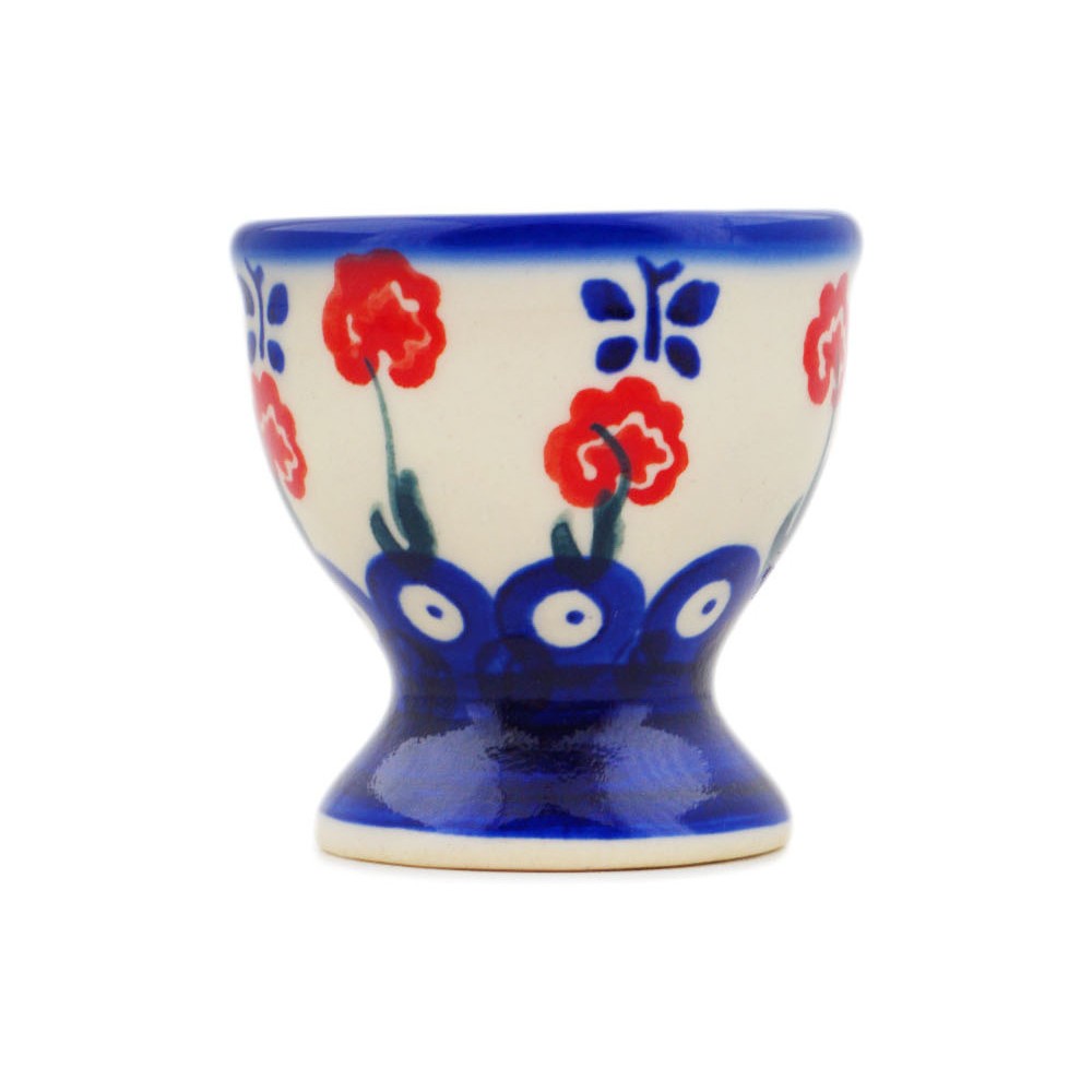 Polish Pottery Egg Holder 2" Blue Eye Spring