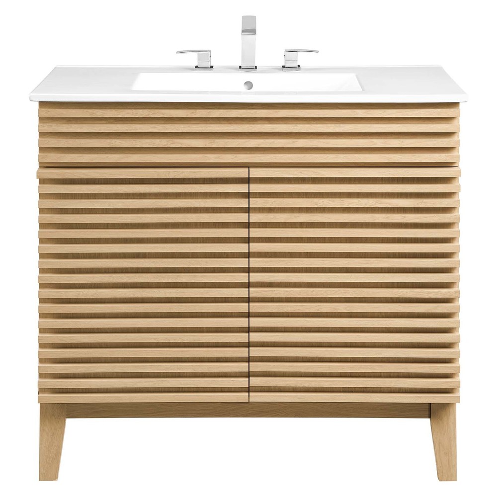 Modway Render 36" Bathroom Vanity in Oak White