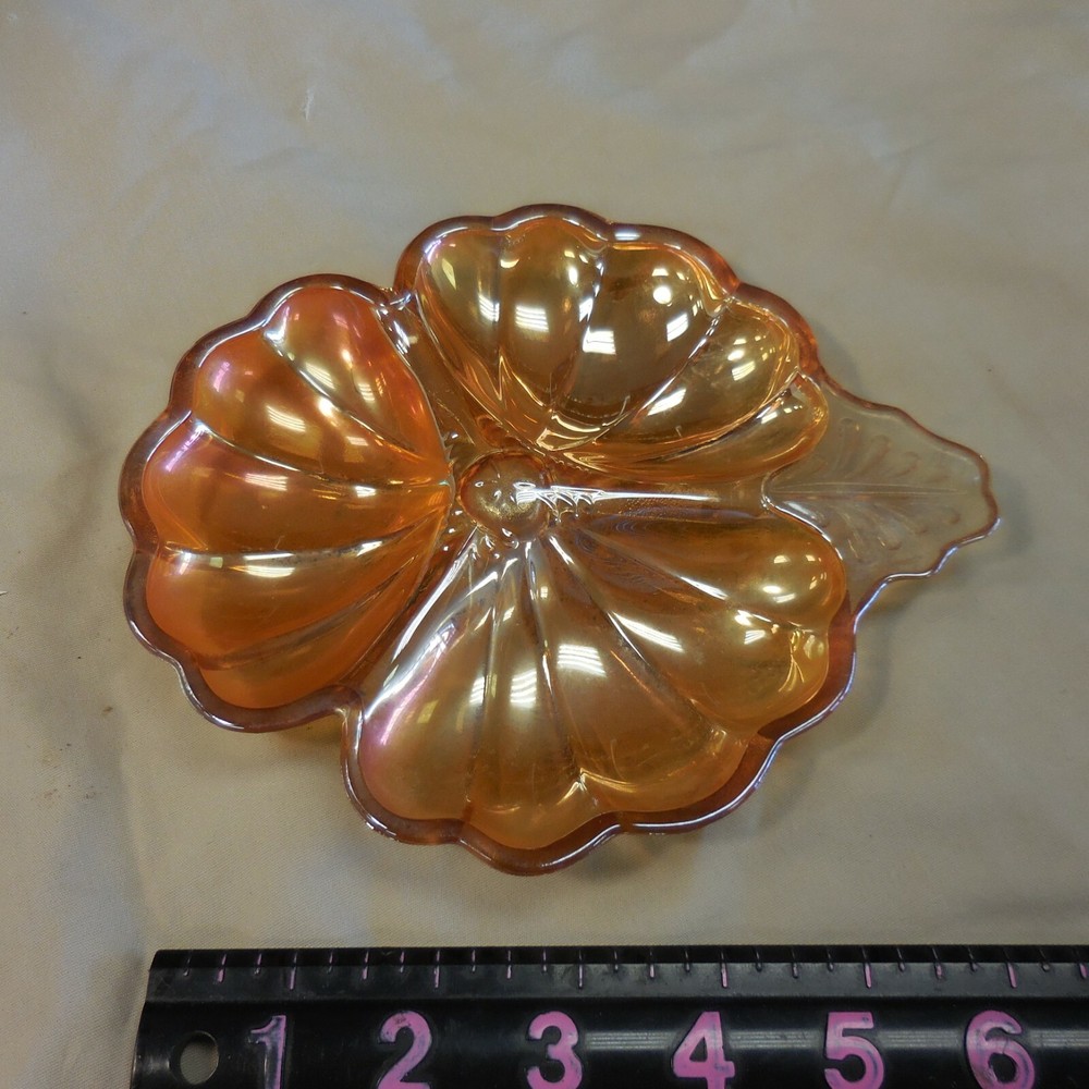 Vintage Orange Carnival Glass Candy/nut Dish