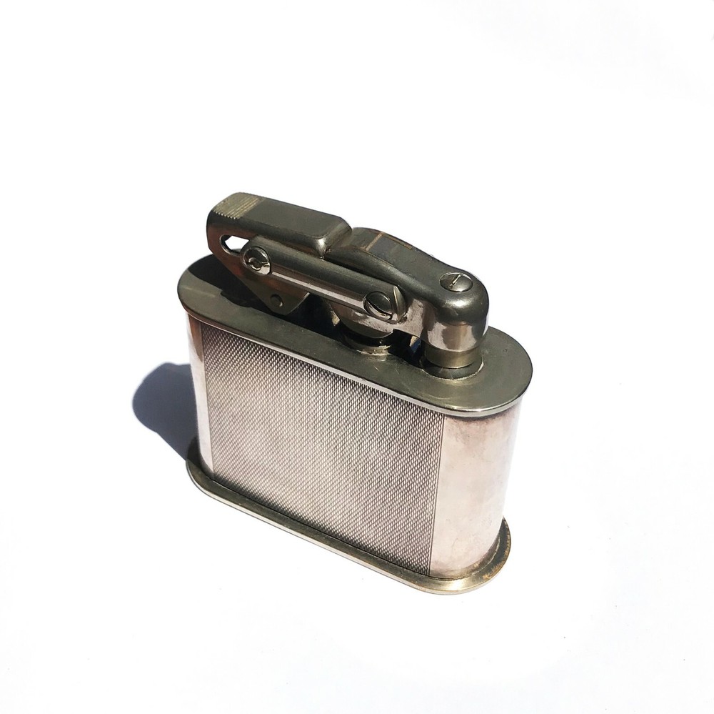 Karl Weiden Table Lighter Great working Condition, Engine Turned Silver