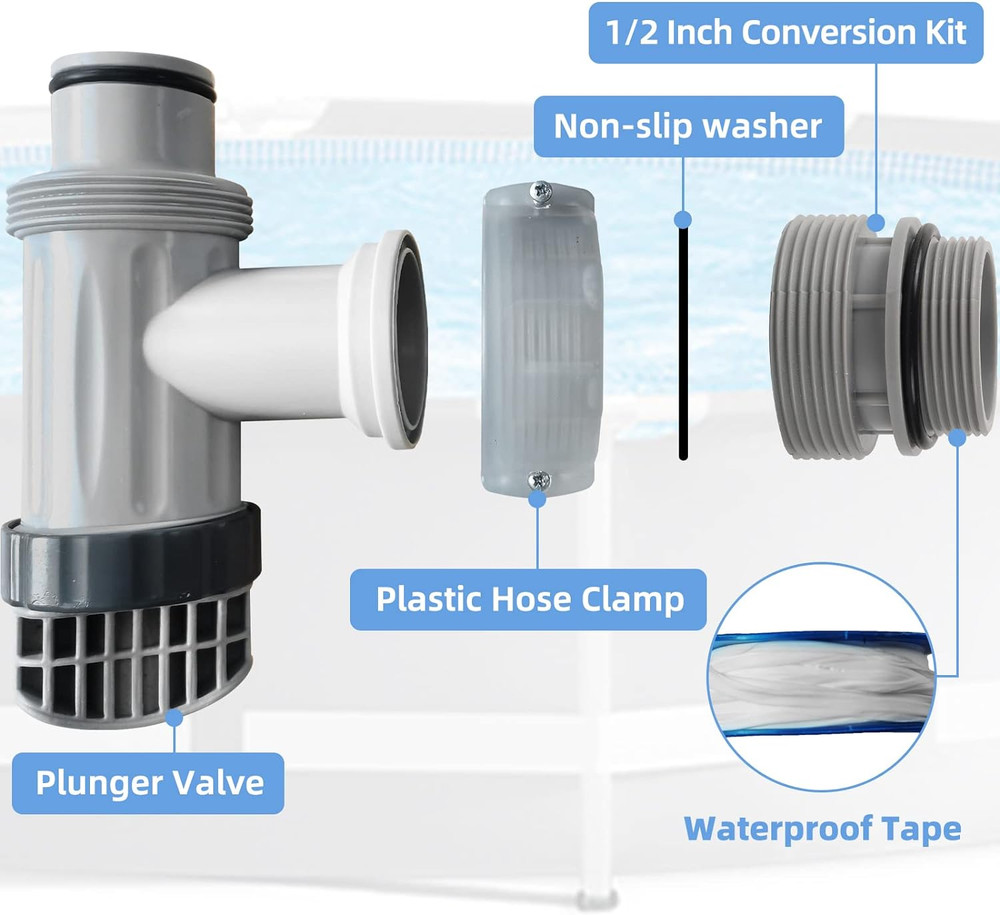 2PCS 40Mm to 1 1/2" Filter Hose Conversion Kit - above Ground Pool Adapter