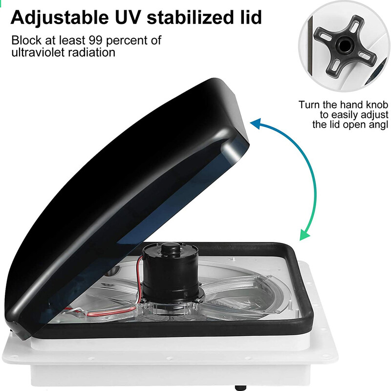 14'' 12V RV Roof Vent Air Max LED Fan Remote 10 Speed Camper Rain Sensor USA