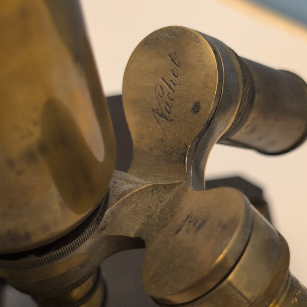 Antique Nachet Paris Large-Field Compound Microscope c1900 Mechanical Brass