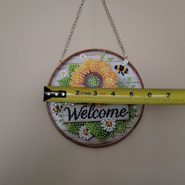 Welcome Sunflower/Bee Diamond Dot Wall Hanging Decoration