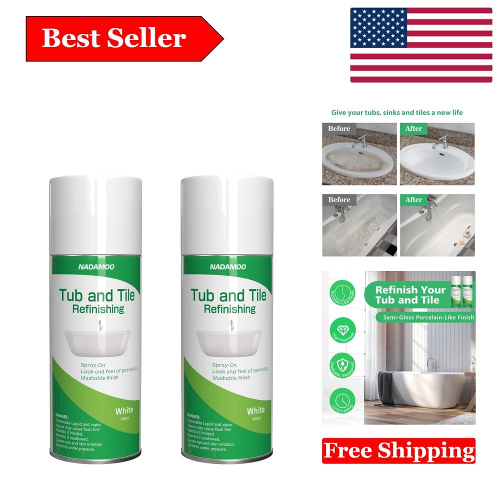 White Bathtub & Tile Refinishing Spray Kit – Semi-Gloss, 2-Pack