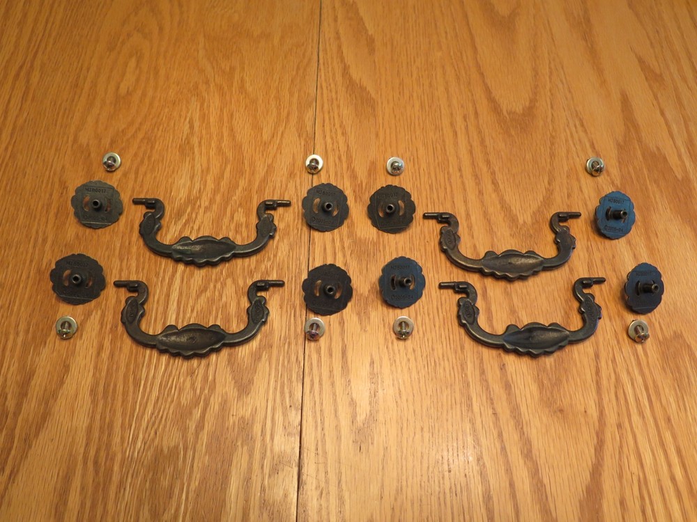 Brass/Dark Tone Drawer Pulls Drop Pulls - Set of 4