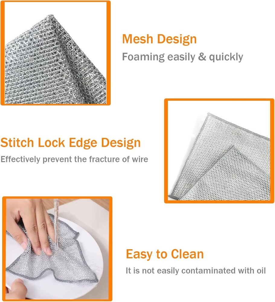 10 Pcs Non Scratch Wire Dishwashing Rag Microfiber Cleaning Cloth Cleaning Tools
