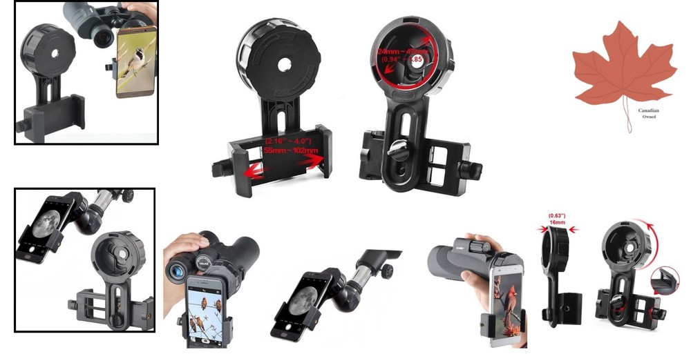 Telescope Phone Adapter - Compatible with Binoculars Monocular Spotting Scope