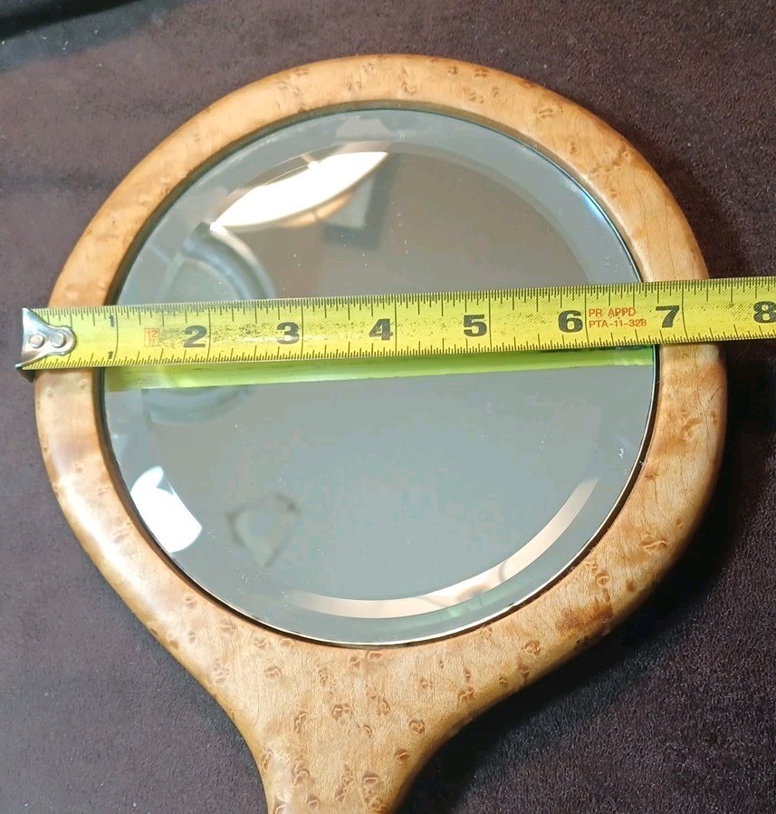 Vintage BirdsEye Maple Hand Held Beveled Mirror