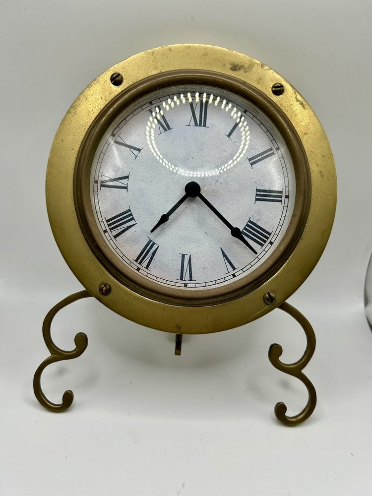 Vintage Heavy Solid Brass Table/ Mantle Clock Made In India, Tested