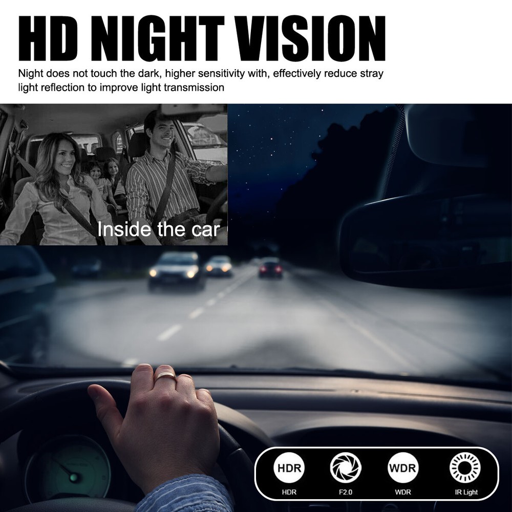 1080P Front & Inside Camera Video Recorder G-Sensor Dual Lens Car DVR Dash Cam *