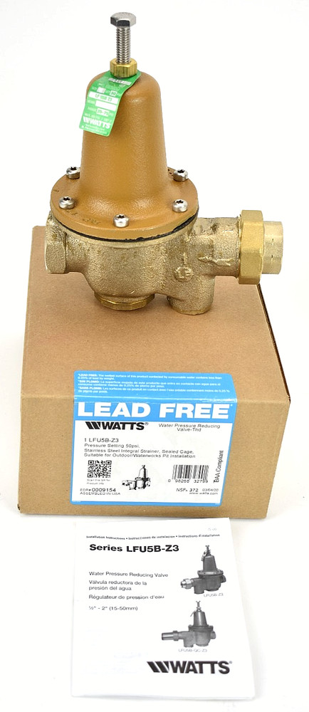 Watts 1 LFU5B-Z3 1" Water Pressure Reducing Valve Lead Free Bronze