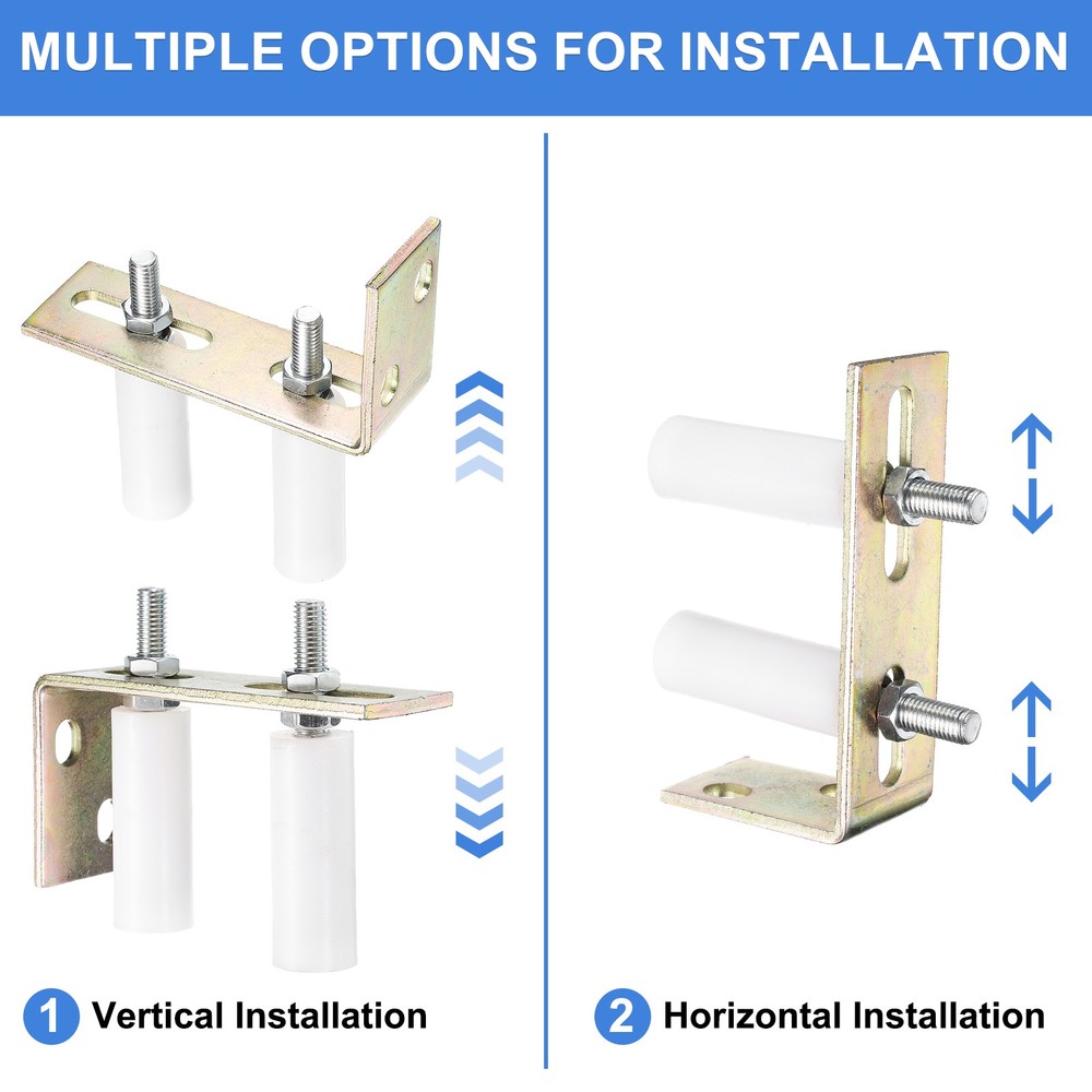 4Pack Slide Gate Guide Roller 3" Nylon Gate Support Roller with Bracket White