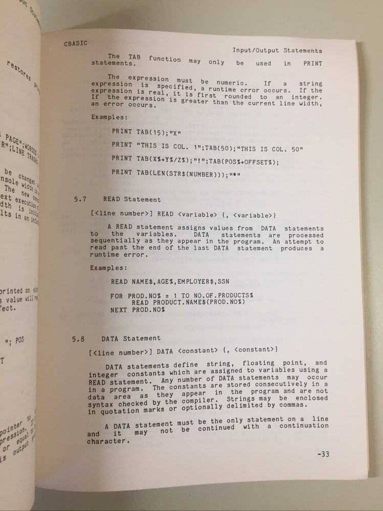 Vintage 1980 Compiler Systems CBASIC A Reference Manual Version 2