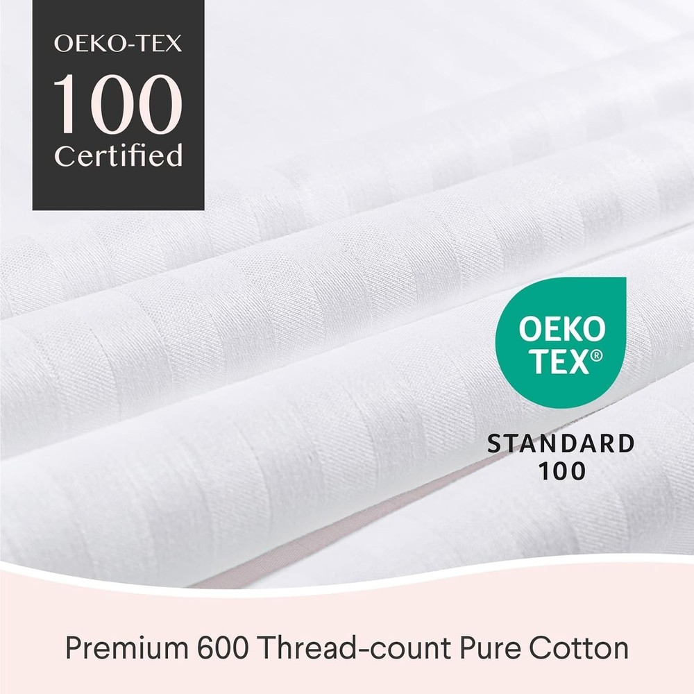 Breathable 600 Thread Count Cotton Pillow Protector Set - Standard Size, 4 Pack