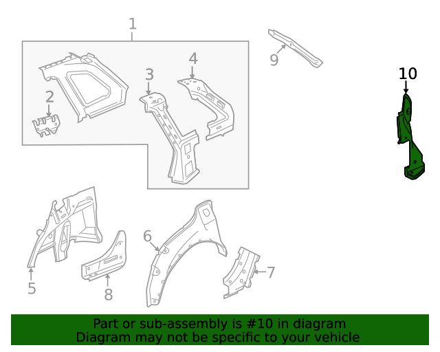 Genuine GM Passenger Side Back Body Pillar Lower Inner Panel 25892783