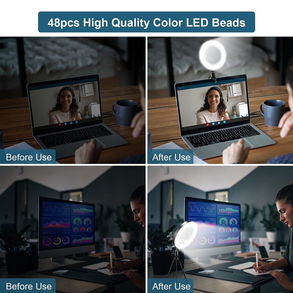 Video Conference Lighting Kit, LED Ring Light for Webcam Lighting, 3 Light Mo...