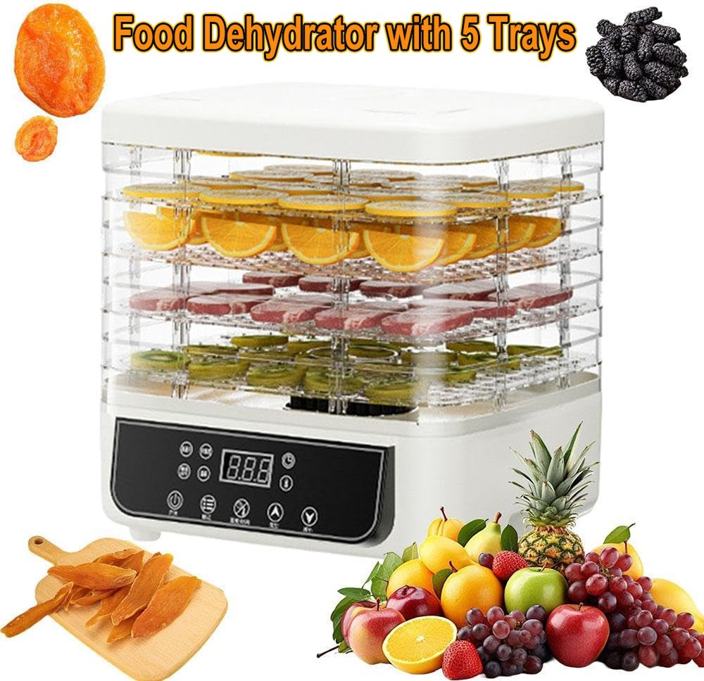 5 Trays Food Dehydrator Machine Jerky Dryer Digital Adjustable Timer Temperature