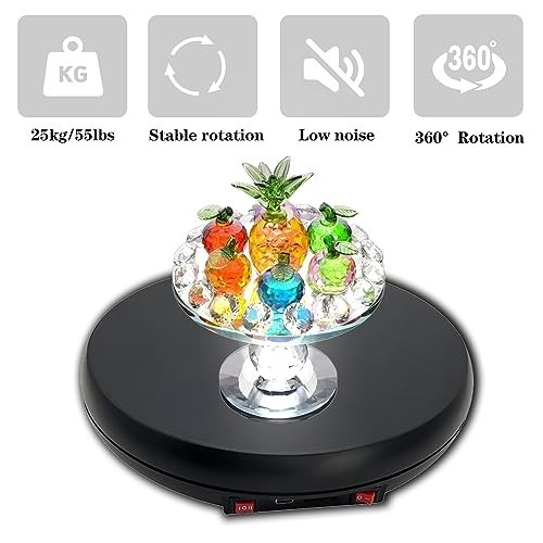 Motorized 360° Rotating Display Stand with LED Light - 10" Turntable, 55lbs Load