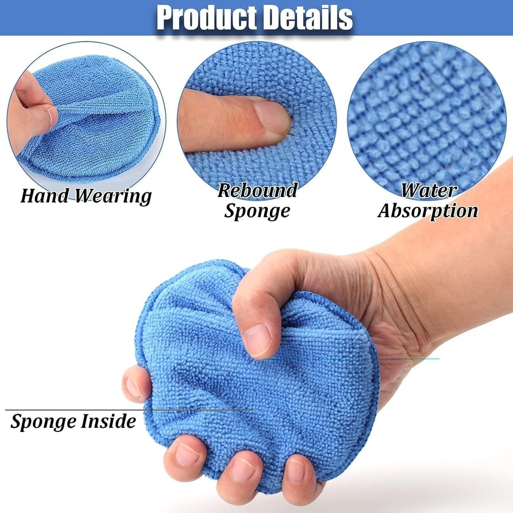 Six-pack microfiber car wax applicator pads.