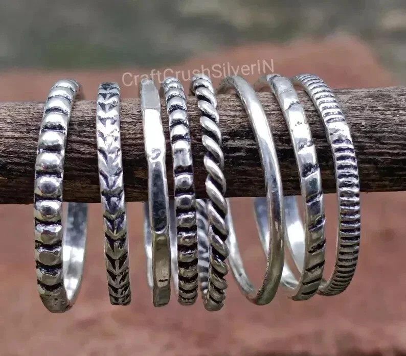 Sterling Silver Stacking Gift Ring Set of 8 Sterling Silver Stacking All size