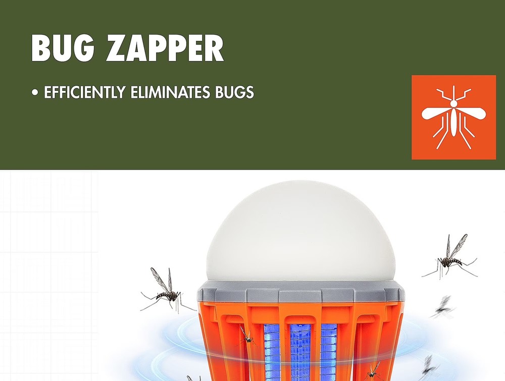 Rechargeable Bug Zapper with LED Lantern, Orange