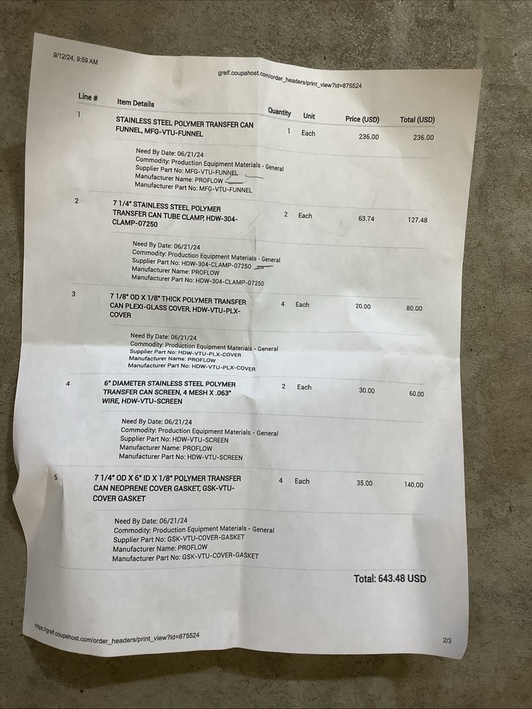 LBM Polyemer Pump Parts