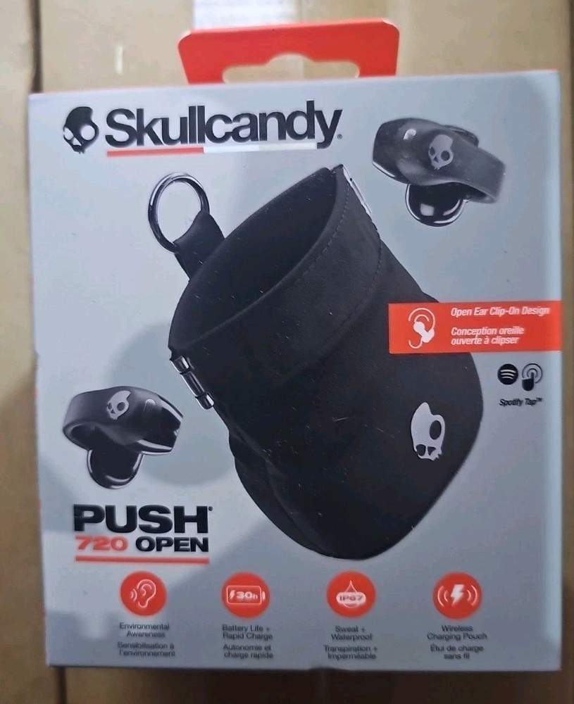 Skullcandy - Push 720 Open - Ear True Wireless Bluetooth Open Earbuds - Black