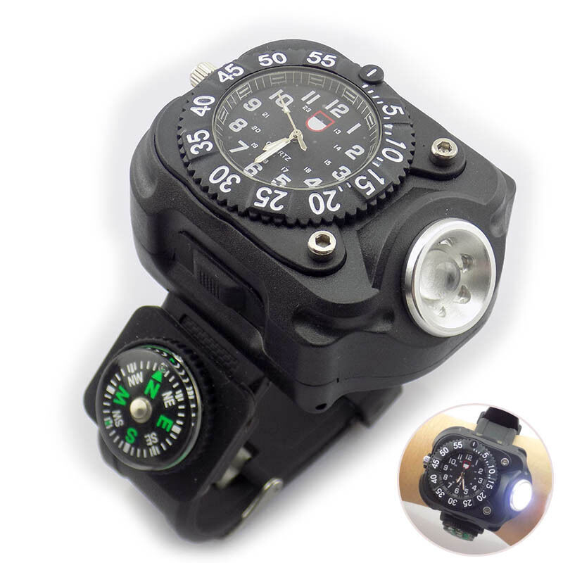Tactical LED flashlight watch Rechargeable Wrist Watch Flashlight Light Torch