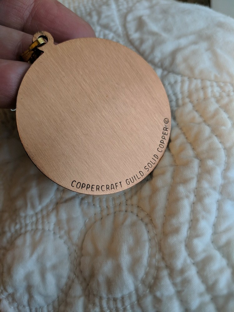 Vintage Coppercraft Guild Solid Copper Zodiac Gemini Pendant