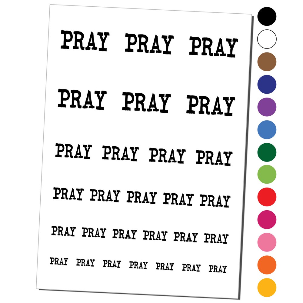 Pray Fun Text Temporary Tattoo Water Resistant Set
