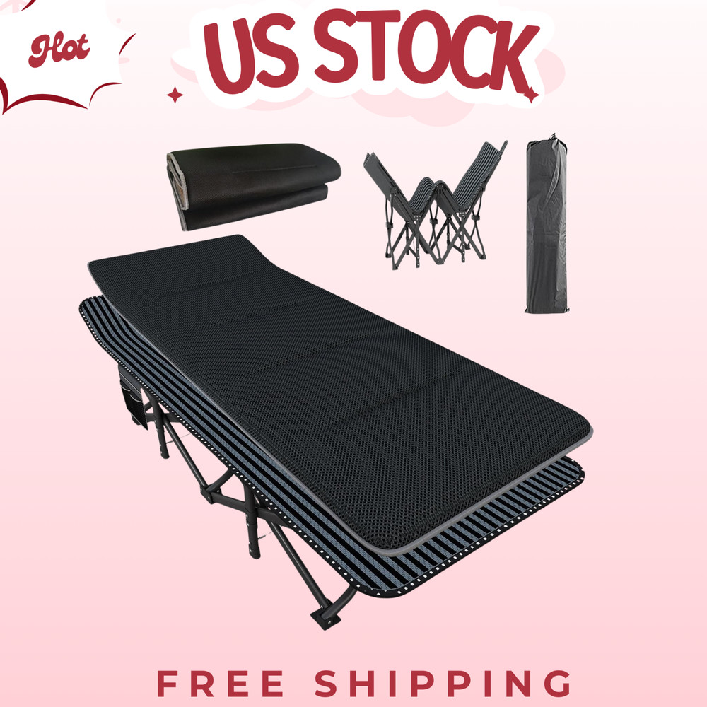 Oversized Camping Cot for Adults with Cushion, 31.5" Folding Sleeping Bed