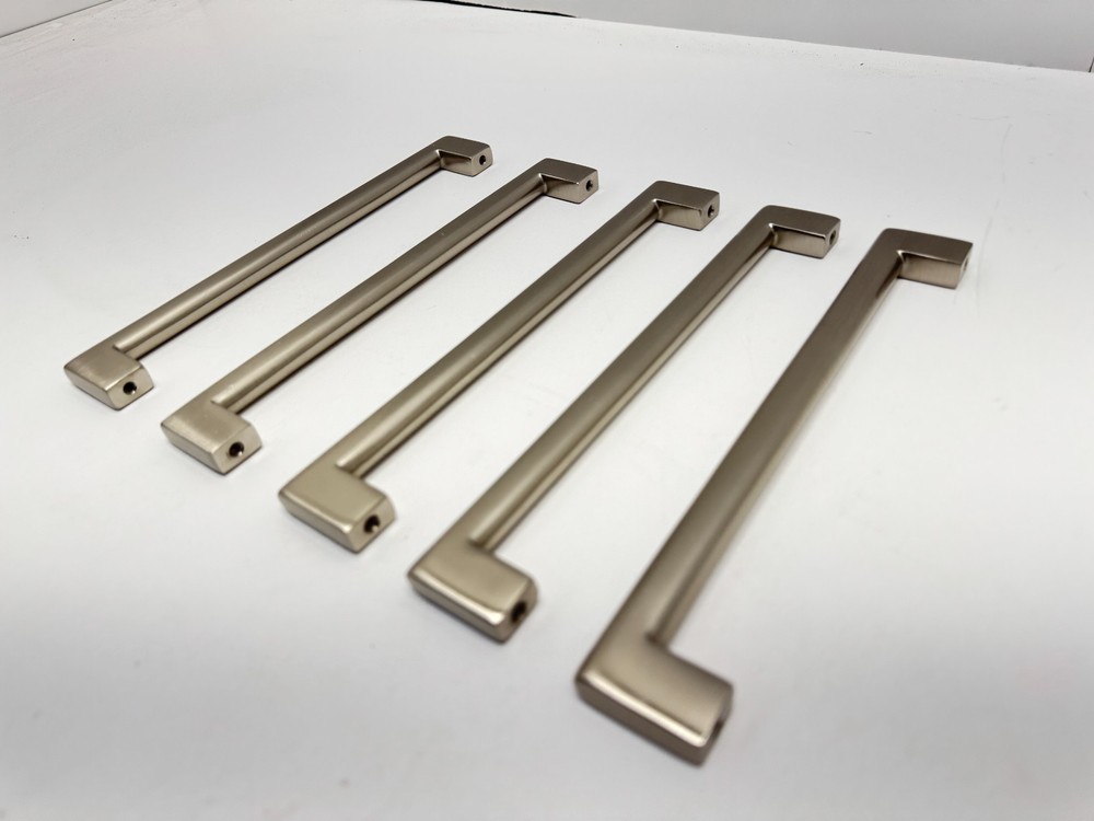 Emtek 8" Centers Trail Pulls in SATIN NICKEL 5-pack Solid Brass *NO SCREWS*