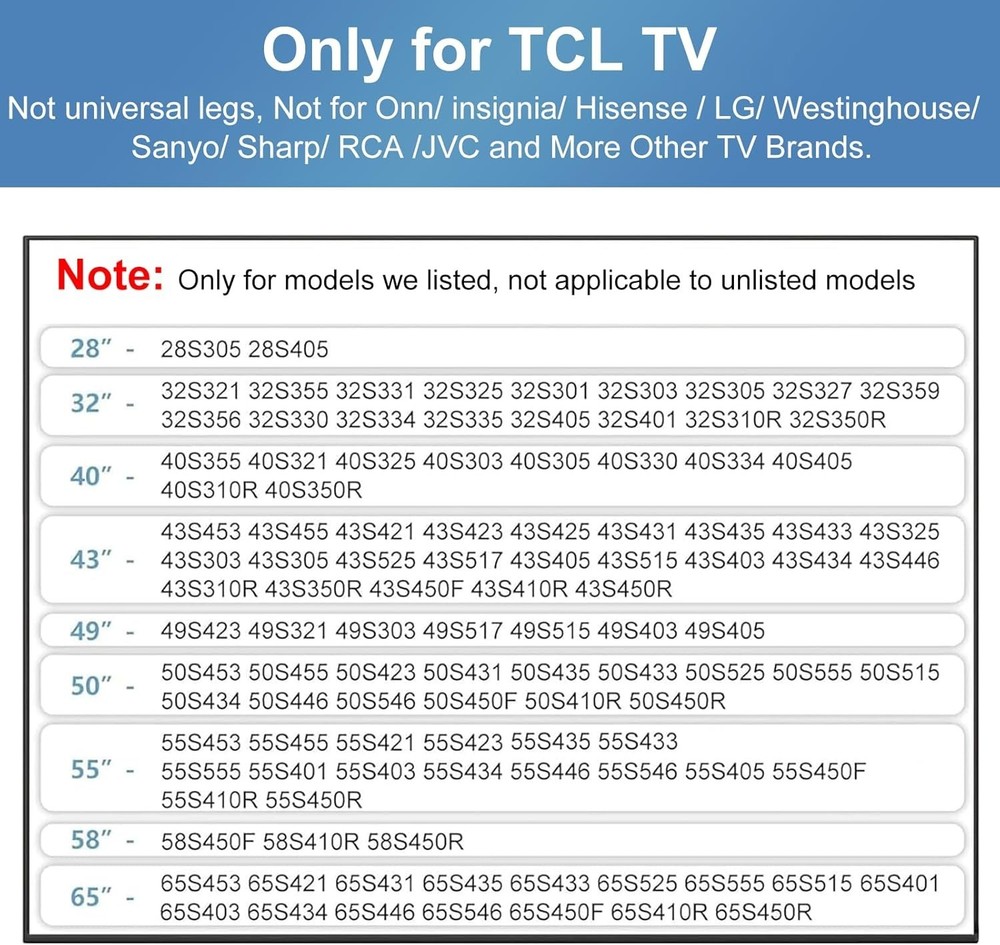 Replacement Stand for TCL Roku TVs - Easy Install & Durable Design