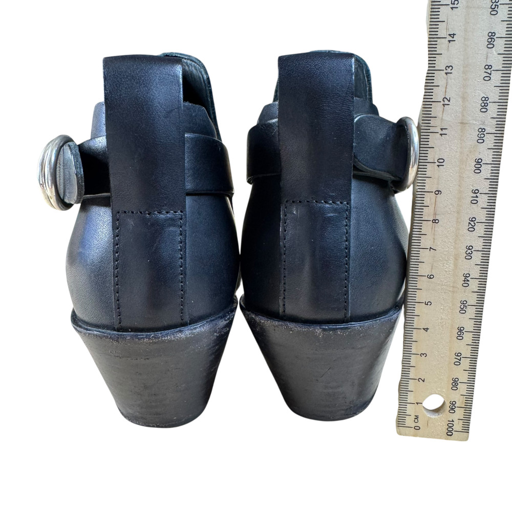Rag & Bone Boots Size 36.5 Black Leather Ankle Boot Western Ring Stud Style