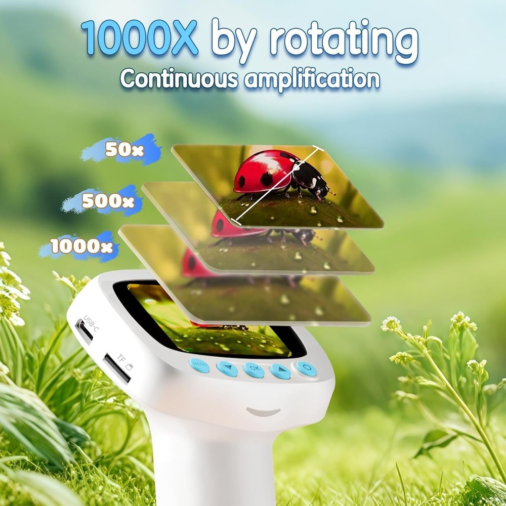 Microscope for Kids & Video Camera, Kid Science Toys，Handheld Digital Microsc...
